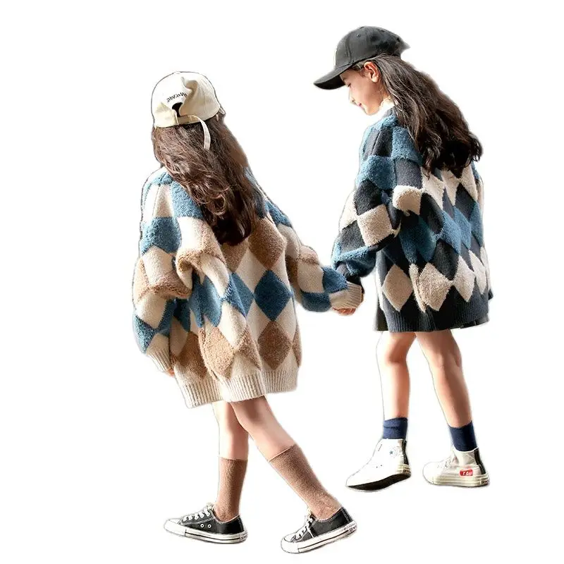 

Teeange/пальто-кардиган для девочек; Винтажный детский длинный вязаный свитер с геометрическим узором; Модная верхняя одежда с длинными рукавами; Chaqueta; 12, 14