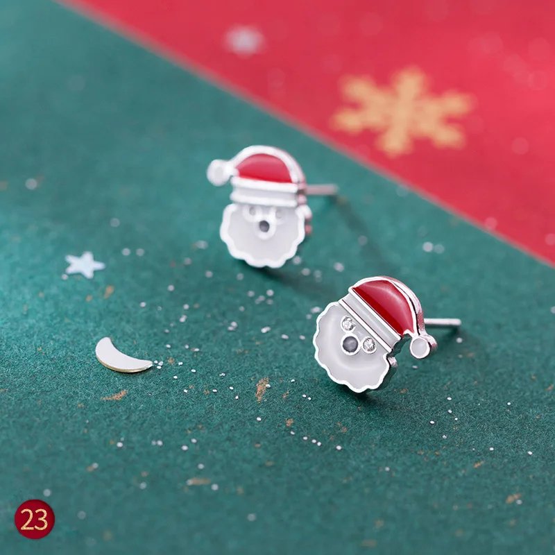 Santa Claus 02 Herwish, Рождественская коллекция, корейские серьги, 925 пробы, серебряные серьги, рождественские подарки, Женские Ювелирные изделия, известный бренд - Окраска металла: Santa Claus 02