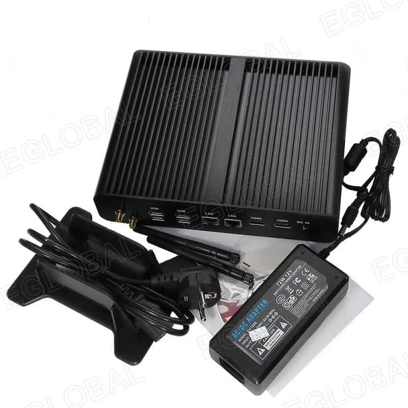 Fanless Mini pc i7 5500U i5 5200U i3 5005U Windows 10 Pro key 2*Lans 2*HDMI 1*Optical Barebone HTPC Nuc Broadwell Computer Wifi