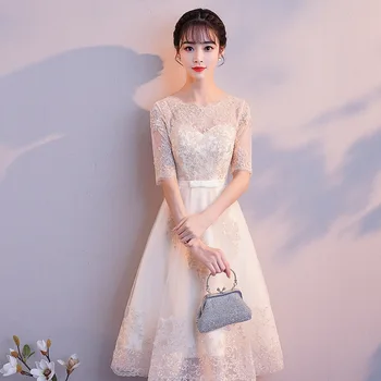

White Half Sleeve Embroidery Lace Special Occasion Short Party Dress Knee Length Robe de Cocktail Dresses Party