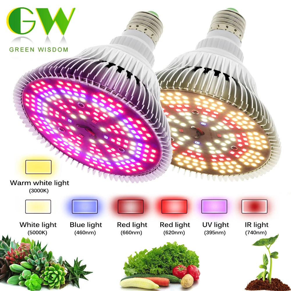 LED Grow light Bulb E27 Full Spectrum Plant Growing Lamp Indoor Flower Plant Veg 