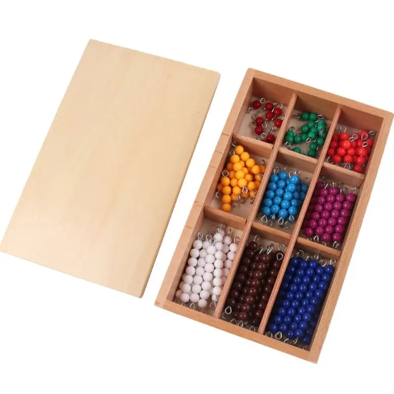 

Montessori Materials Educational Wooden Colorful Checker Board Beads Math Toys
