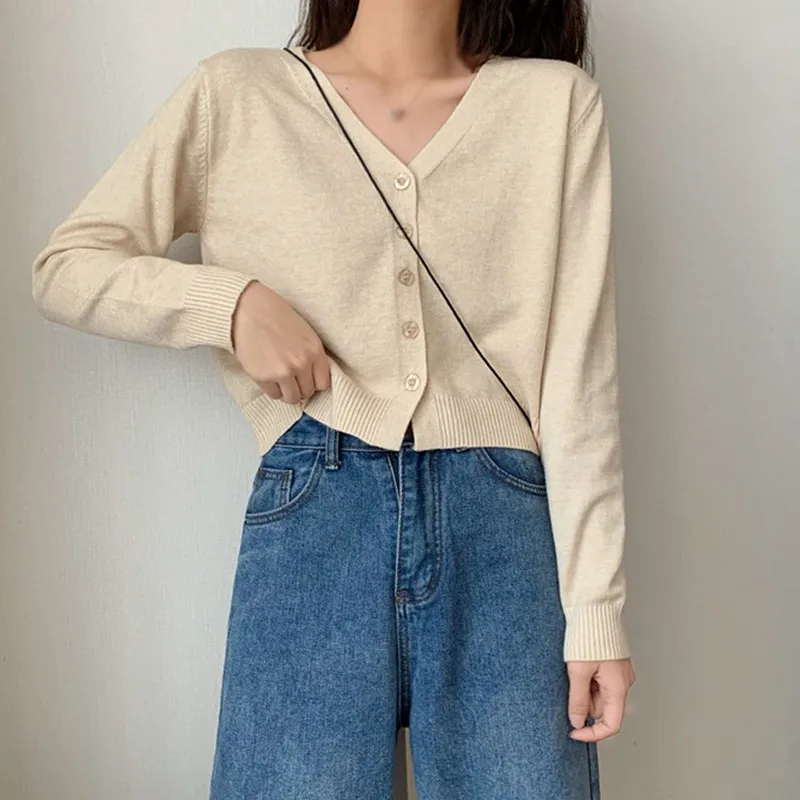 

Vintage Stylish Solid Color Cardigan Sweater Women 2020 Fashion Autumn Warm Long Sleeve Outerwear Chic Tops