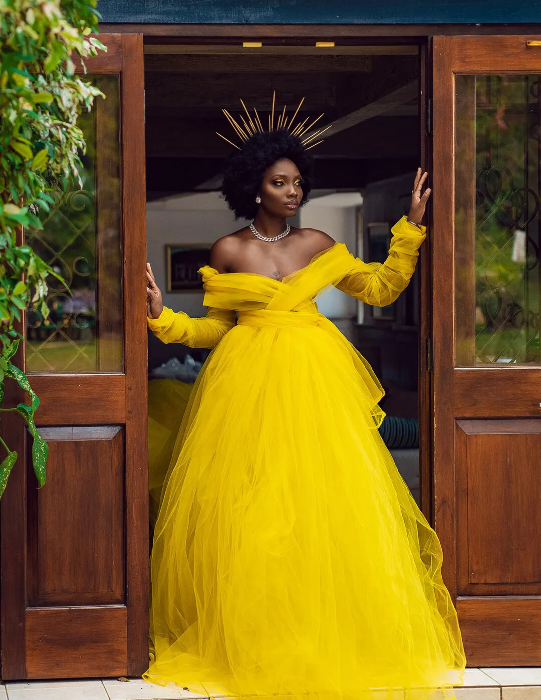 Pretty Garden Yellow Tulle Colored Women Wedding Party Dresses Illusion  Full Sleeves Aso Ebi A-line Prom Gowns African Dress - Dresses - AliExpress