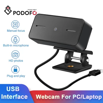 

Podofo Webcam HD 1080p webcam Cover For Laptops/PC Built-in Microphone Web Camera USB Digital Plug Interface laptops Web Camera