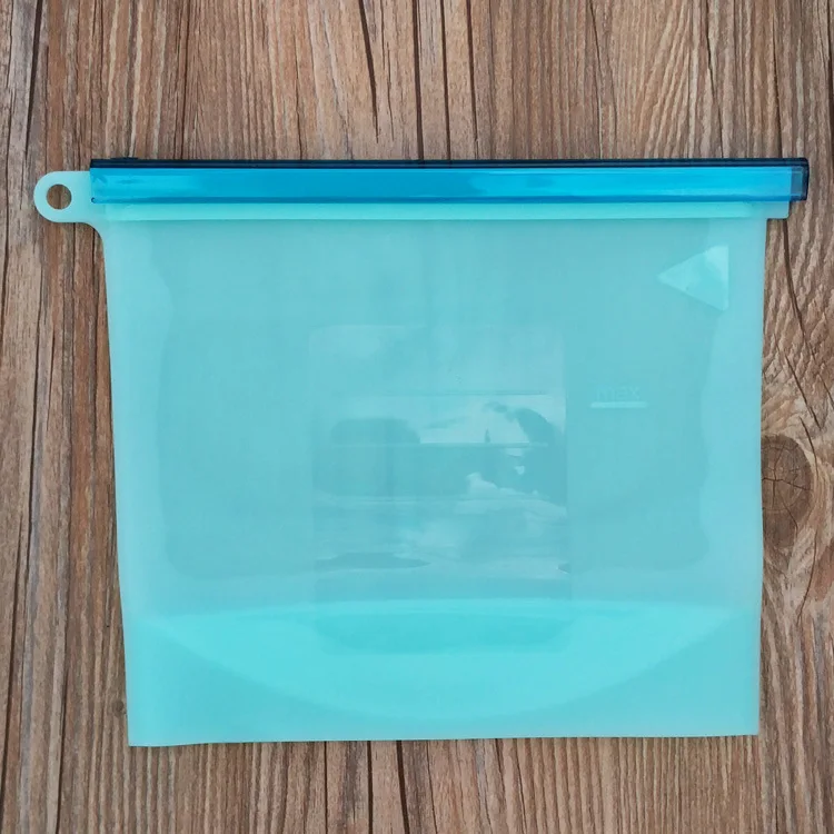 Многоразовый силикон вакуумное уплотнение еда свежая сумка кухонный холодильник Фрукты Мясо контейнеры для хранения молока молния замок сумка органайзер - Цвет: blue
