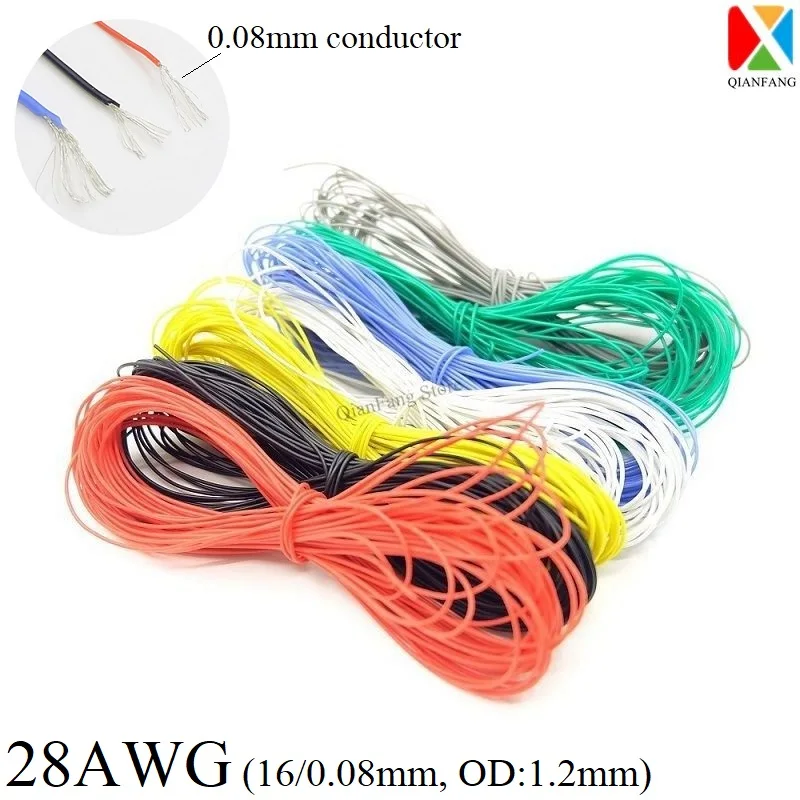 1 м провод кабель 28AWG супер мягкая силиконовая Изолированная высокотемпературная