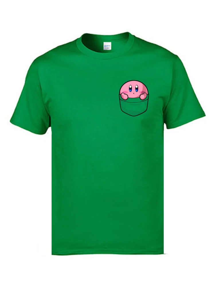 Green One yona Pocket розовый Kawaii Кирби футболка для студентов высокое качество одежда рубашки хлопок ткань Забавный мультфильм печати Футболка - Цвет: Green