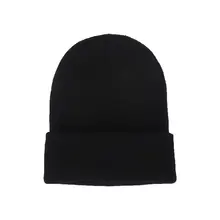 Одноцветная шапка унисекс, осенне-зимняя шерстяная мягкая теплая вязаная шапка для мужчин и женщин, шапка с черепом, лыжная шапка Gorro, шапка s, 23 Цвета, шапочки