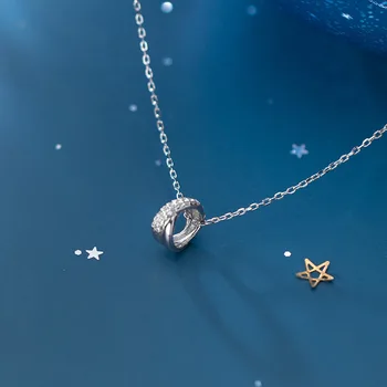 

100% real 925 Sterling Silver Fine Jewelry crystals cz Cross twisted lucky circle Geometric Pendant Necklace GTLX2031