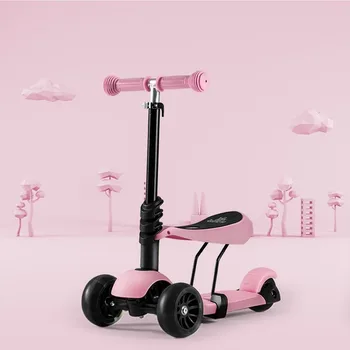 

Kid Adjustable Kick Scooter 3 In 1 Foldable Flashing 3 Wheels Step Scooters Children City Roller Skateboard Gifts for Kids