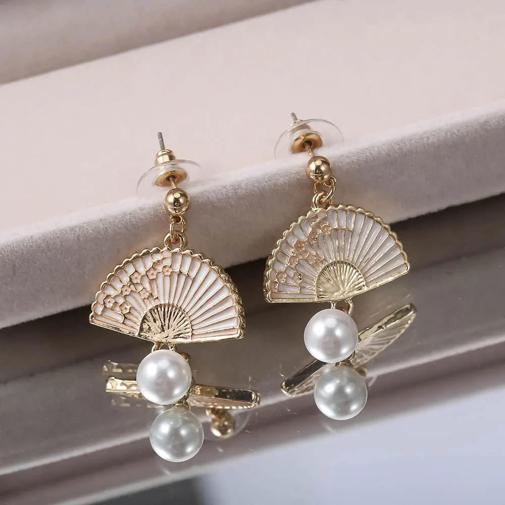 DoreenBeads, Модные Винтажные висячие серьги, светильник, синий, розовый цвет, цветок сливы, имитация жемчуга, романтическое ювелирное изделие для женщин, 3 см, 1 пара