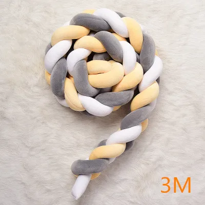 white gray yellow 3M Детское постельное белье-бампер для младенцев с ползучим ограждением для детской кроватки, бамперы для безопасности, защита детской комнаты - Цвет: white gray yellow 3M