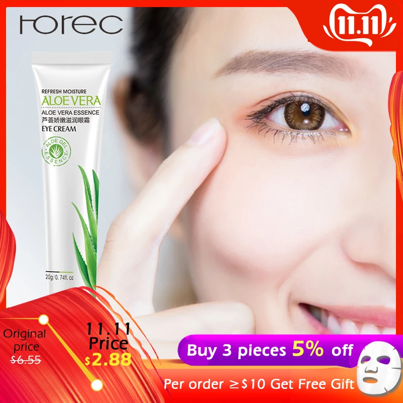 

ROREC Moisurizing Aloe Vera Eye Serum Remove Dark Circles Puffiness Bags Collagen Anti Wrinkles Most Effective Eye Cream Care