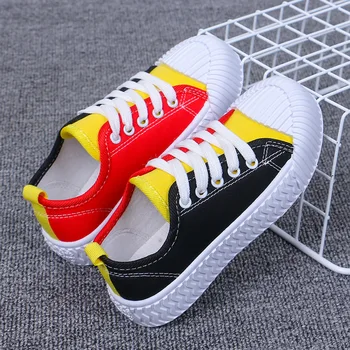 

Children's Canvas Shoes Mixed Color Kids Boys Girls Flat kids Sneakers Fashionable Rubber Sole Anti-Slip Autumn