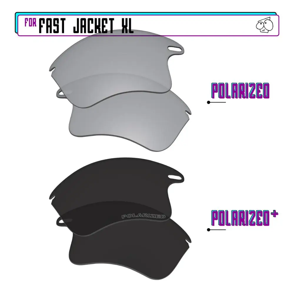 

EZReplace Polarized Replacement Lenses for - Oakley Fast Jacket XL Sunglasses - BlackP Plus-Silver P