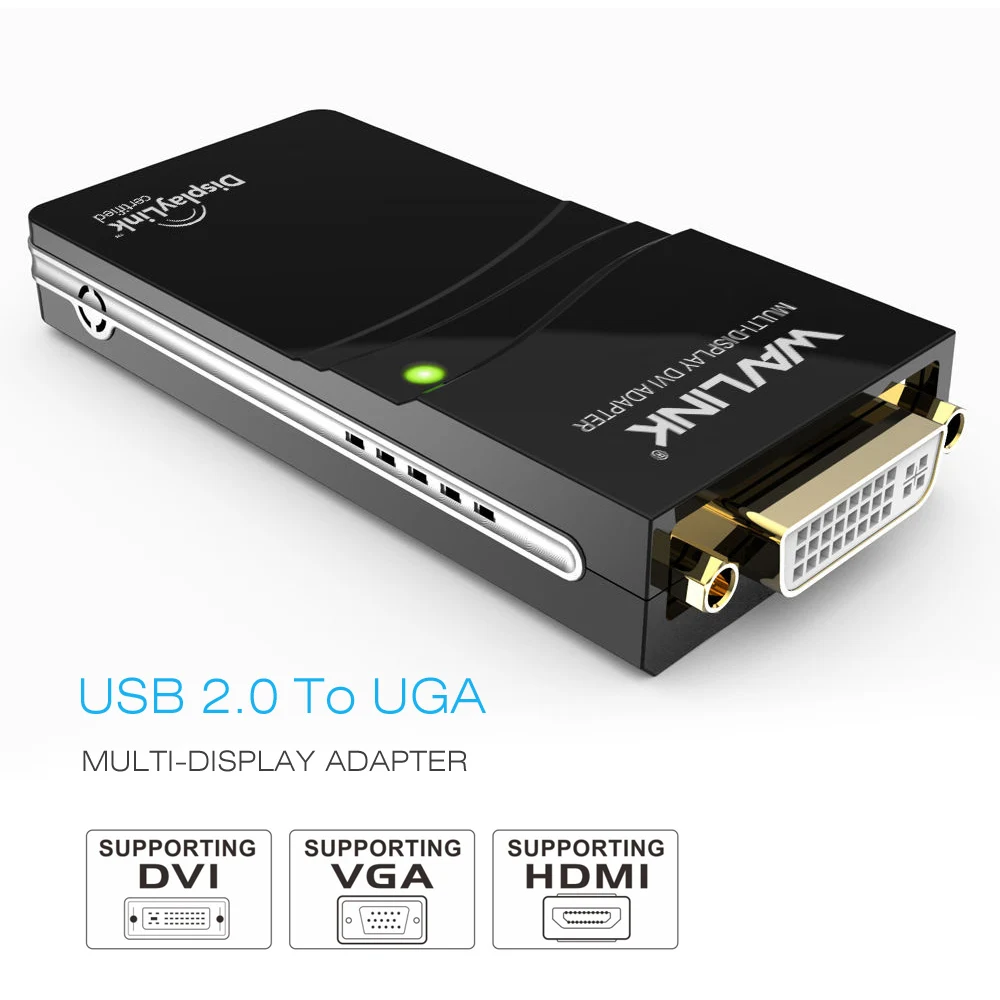 Wavlink USB 2.0 to VGA/DVI/HDMI-Compatible Video Graphic Adapter Multiple Monitors Display Extend/Mirror Mode Supports Windows
