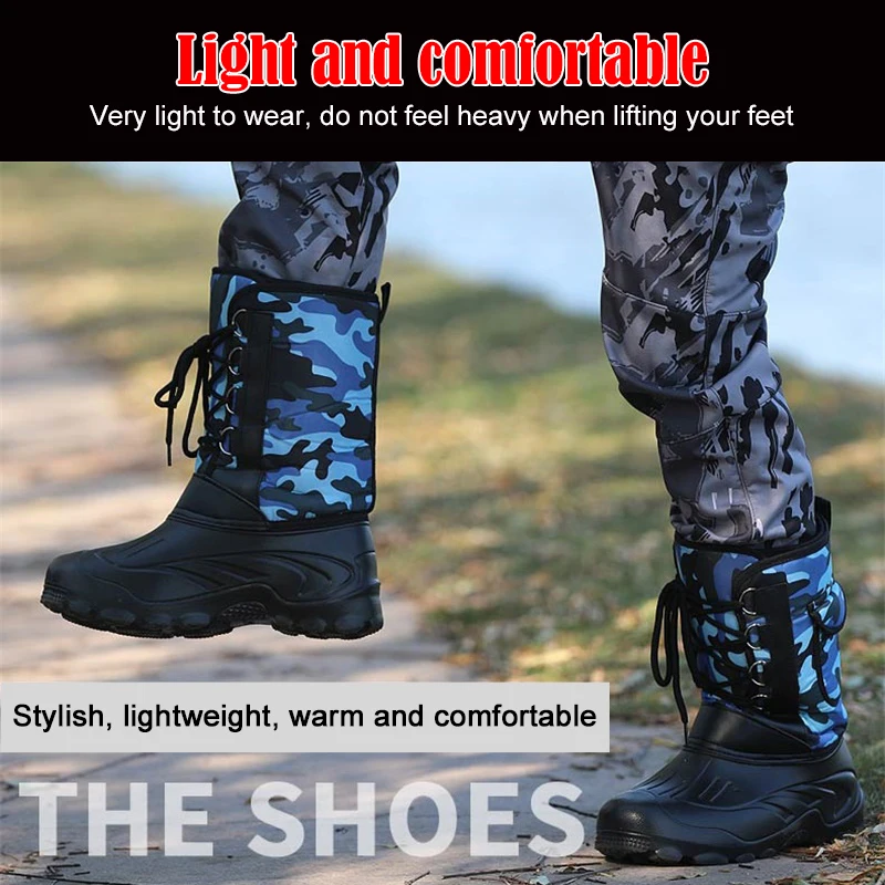 winter Fishing shoes waterproof Wading Fishing Rubber boots Non-slip Plus velvet Keep warm outdoor product fishing waders shoes