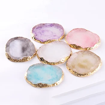 

Newly 1 Pcs Resin Nail Art Painting Gel Palette Golden Edge Mix Stir Plate Nail Art DIY Tool CLA88