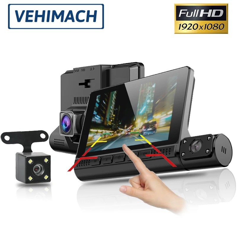 

Dual Dash Cam Front And Rear View Mirror Camera Car HD 1080P Video Recorder 4 Inch DVR Registrator G-Sensor 24h Parking Monitor