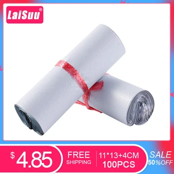 

100pcs 11*13cm/4.3*5.1 inch Fashion White Super Light Tear Resistance Poly Mailers Self Seal Plastic mailing Envelope Bags