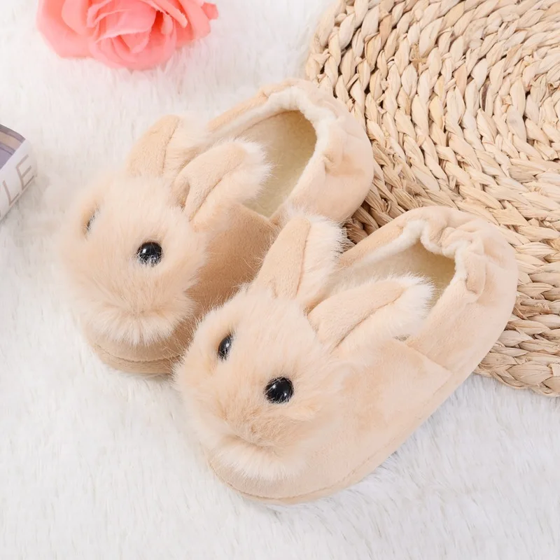 TanQiang Children Warm Winter Cotton Slippers Kids Cartoon Deer Rabbit Home Furnishing Shoes Baby Boys Girls Indoor Antiskid Slipper