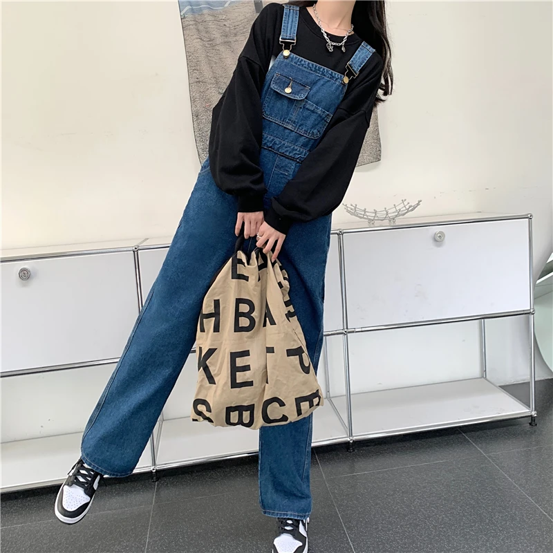 Jeans women's wear large fat mm fashionable design sense work clothes conjoined pants high waist loose conjoined pants s-5x200kg ripped jeans