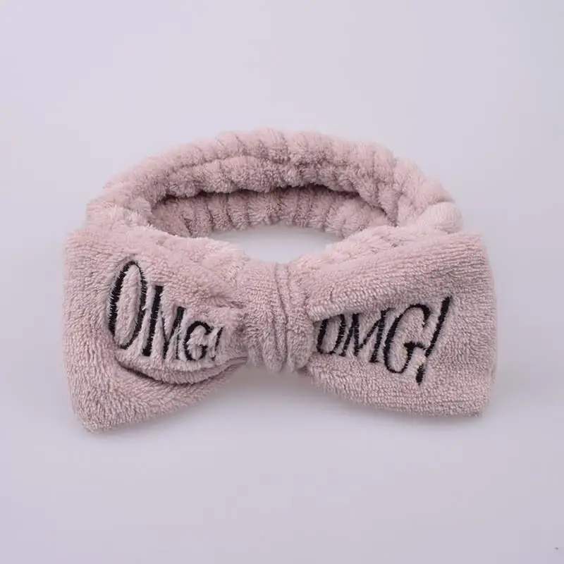 Новое письмо "OMG" Повязки для женщин Flannel Мягкий Лук Повязки Девушки мыть лицо turban Симпатичные эластичные головные уборы аксессуары для волос - Цвет: style1 coffee