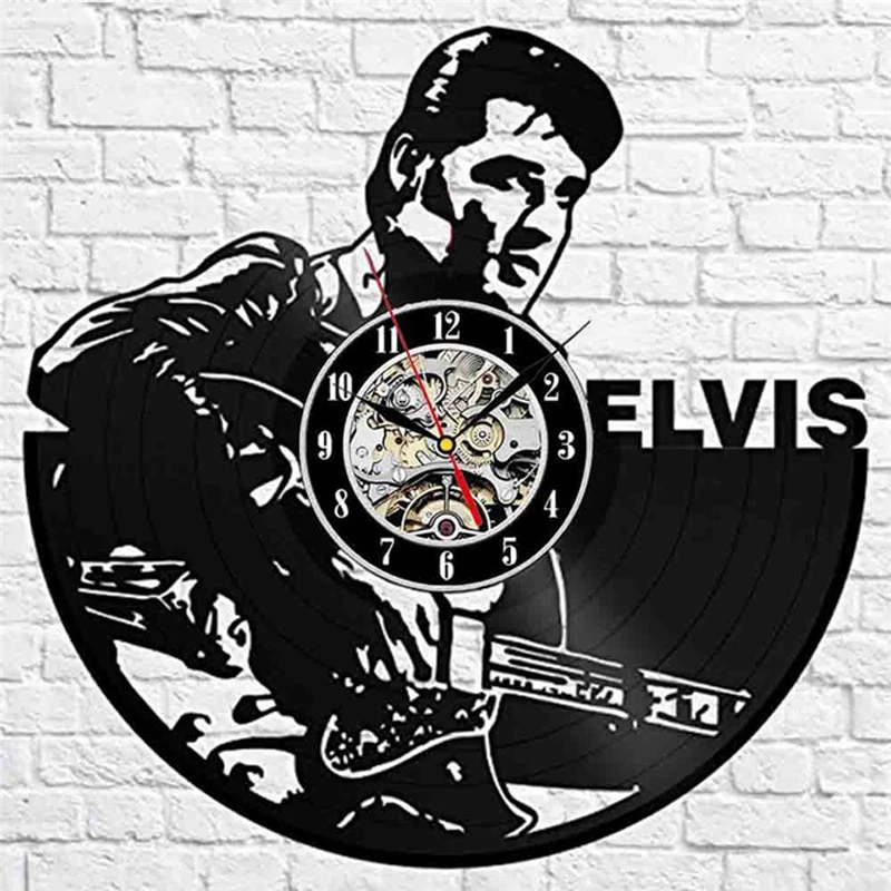 Elvis виниловые настенные часы современный дизайн 3D Декоративные Король рок настенные часы настенные домашние декоративные часы бесшумные