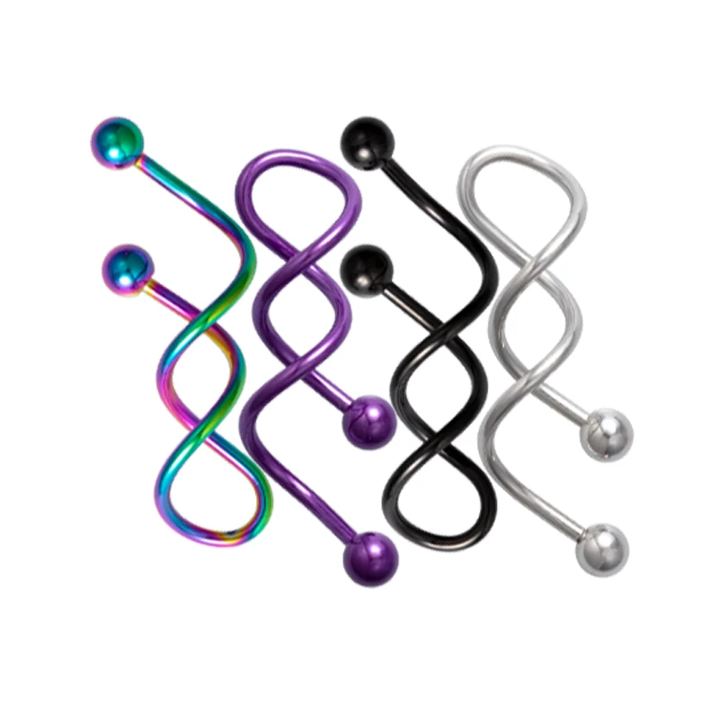 1PCS Stainless Steel Twist Ear Industrial Piercing Barbells Spiral Belly Button Ring Navel Piercing Earring Long Ear Stud 14G piercing jewelry body piercing jewelry body jewelry ear piercing jewelry body piercing earrings metal jewelry ear studs belly button piercings belly button earrings