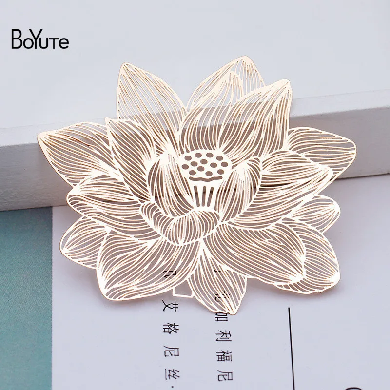 BoYuTe Новое поступление 5 шт металлический латунный филигранный лист, цветок лотоса кулон Diy Лотос кулон ювелирные аксессуары для изготовления закладки