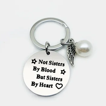 

100 piece Stainless Steel Key Chains "not sisters by blood but sisters by heart" Friendship Jewelry Gift For Women Girls
