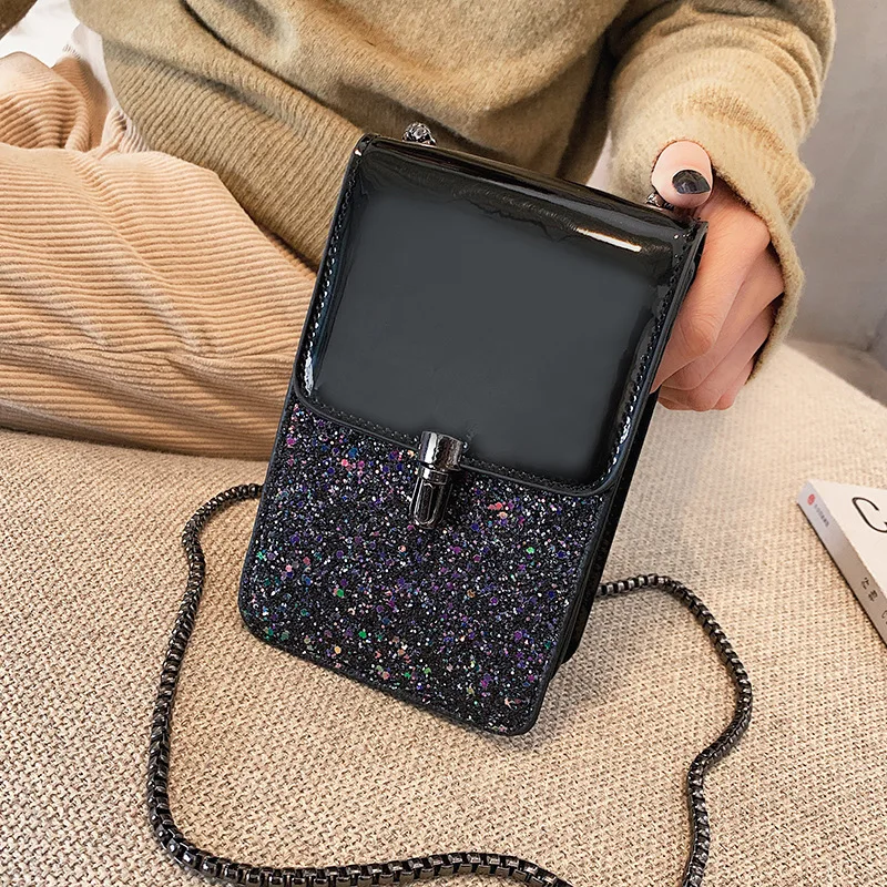 

Small Bag Women's 2018 New Style Korean-style Patent Leather Fashion Sequin Crossbody Bag CHIC Chain Versatile Mobile Phone Bag
