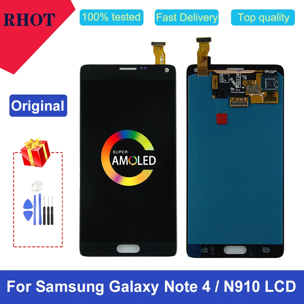 5 7 &quotоригинальный Note4 AMOLED LCD экран для Samsung Galaxy Note 4 N910 N910A N910F N9100 сенсорный