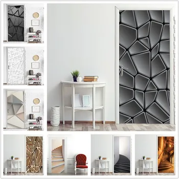 

DIY Mural Waterproof Wallpaper Self Adhesive Geometry Stairs Door Sticker Print Picture Renovation New Bedroom Home Decoration