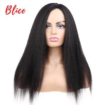 

Blice Long Kinky Straight Synthetic Hair Wigs For African American Women Natural Black 18-22 Inch Kanekalon Afro Wig All Color