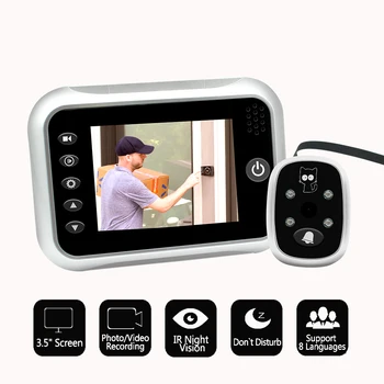 

New 3.5" LCD Color Screen Electronic Door Bell Viewer IR Night Door Peephole Camera Photo/Video Recording Digital Door Camera