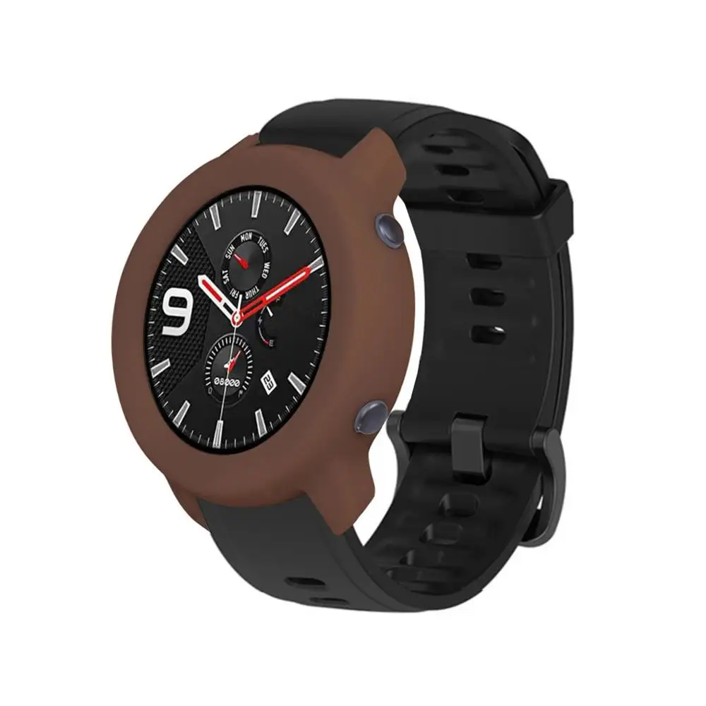 Coffee Мягкий полный чехол силиконовый защитный чехол для Huami AMAZFIT GTR 42 мм аксессуары для часов протектор - Цвет: Coffee