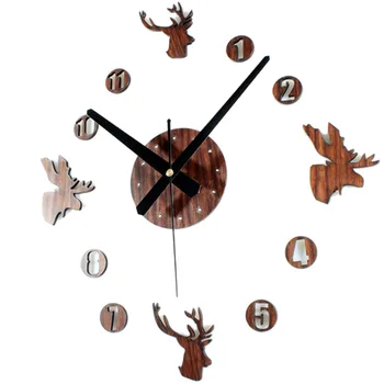 

DIY Wooden Wall Clock Modern Design Clocks for Living Room Nordic Brief Style Wood Wall Watch 3D Stickers Home Decor Silent