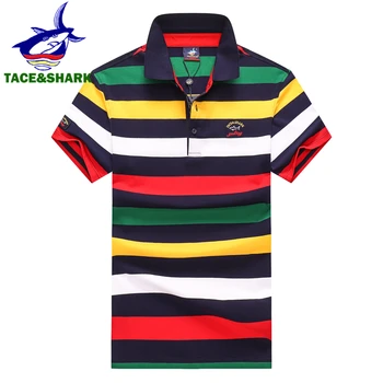 

TACE&SHARK Polo Shirts Casual Stripes Shark Short Sleeve Tops 2020 Fashion Embroidery Camisa Polo Homme Men Comfortable Clothing