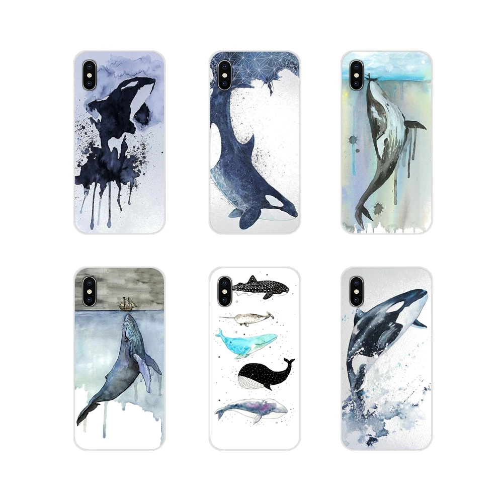 Watercolor Painting Animal Cat Whales Luxury TPU Cases For Apple iPhone X XR XS 11Pro MAX 4S 5S 5C SE 6S 7 8 Plus ipod touch 5 6 | Мобильные