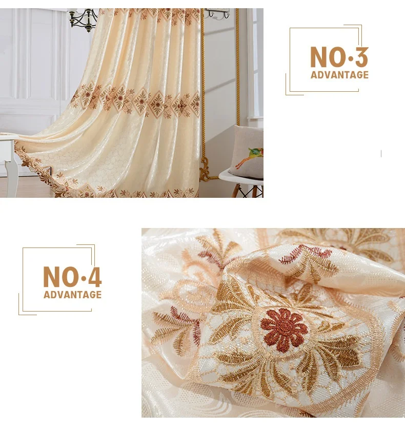 Nordic High Precision Embroidery Shading Curtains for Living Dining Room Bedroom