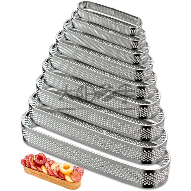 80 145 мм овальное ПЕРФОРИРОВАННОЕ кольцо Tart 304 из нержавеющей стали овальная форма