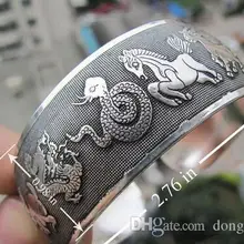 10 шт.> дизайн браслет с тибетской символикой Серебряный Тибетский браслет Тотем браслет PMSP005