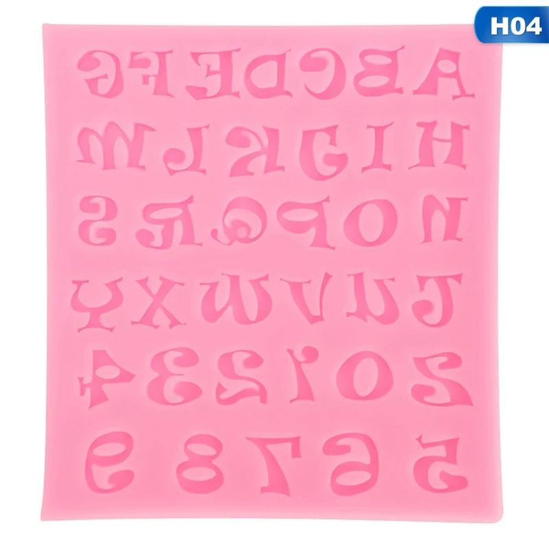 H04 Digital Letters Baking Cake Liquid Silica Gel Mold Clay Mold Liquid Silica Gel Mold Liquid Silica Gel Cake Mold - Цвет: H04