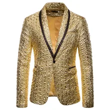 MJARTORIA Fashion Men Shiny Blazers Gold Glitter Suit Jackets Male Nightclub One Button Suit Blazer DJ Stage Blazers