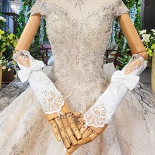 JANCEBER дешевые женские свадебные перчатки простая белая свадебная перчатка кружева свадебные аксессуары Локоть Длина без пальцев аксессуары mariage