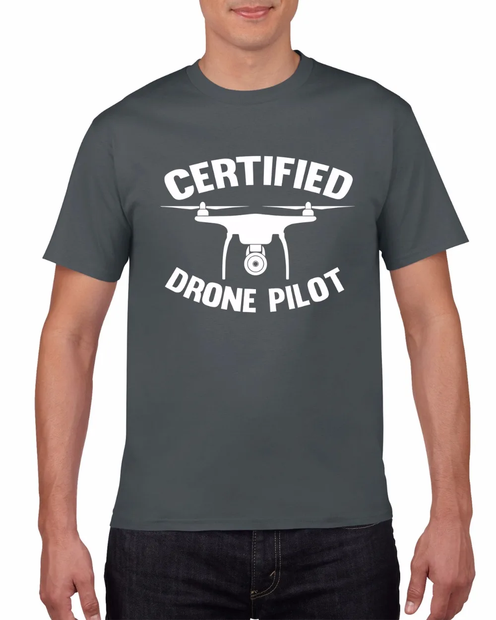 

New Summer Printed Designs Slim Fit Crew Neck Certified Drone Pilot Sticker Decal Funny Camera Car 4Wd Ute T Shirt