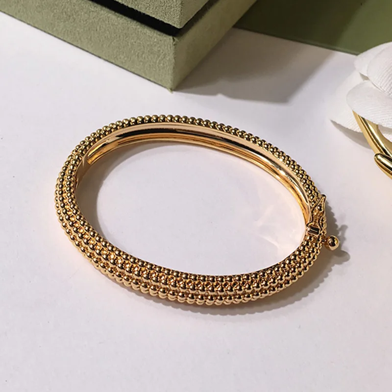 Thick Gold Bangle Классический бренд, ювелирные изделия из чистого 925 пробы серебра для женщин, розовое золото, Круглый Круг, набор свадебных ювелирных изделий, круглые бусины, браслет, кольца - Окраска металла: Thick Gold Bangle