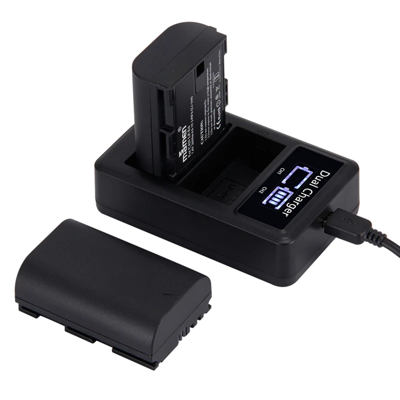 Mamen 3Pcs LP-E6 LP E6 LPE6 2600MAh Digital Camera Battery+USB LCD Dual Charger for Canon Mark II Mark III 6D 60D 60Da 70D 80D